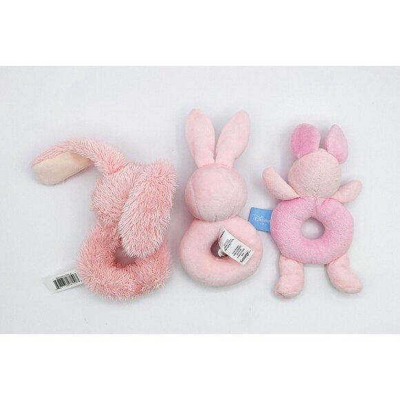 Lot of 3 Pink Plush Baby Rattles Piglet - Picture 2 of 5